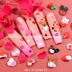เครื่องประดับเล็บเรซิ่นขนาดเล็กหลากหลายแบบ มินนี่เมาส์ หมี หัวใจสีแดง กุหลาบ ริมฝีปาก ชาร์มติดเล็บ DIY ทำมือ อุปกรณ์ตกแต่งเล็บแบบกดติด - Product Image 3