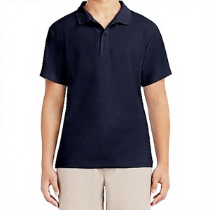 Polo à manches courtes bleu marine pour homme, 100% coton, tricoté, respirant, design uni, décontracté, boutons sur le devant, coupe classique - Product Image 1