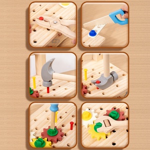 Juego de tuercas de madera simuladas, juguetes de bloques de construcción, tuerca de madera, herramienta de combinación de desmontaje, mesa, Escena de simulación, bloques de <span class=keywords><strong>tornillo</strong></span> - Product Image 5