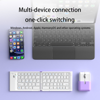 Clavier sans fil BT mince pliable à 2 volets, clavier miniature pliable portable pour ordinateur, iPad