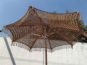 Parasol de plage en macramé de 6,5 pieds, couleur café chocolat, en corde de <span class=keywords><strong>coco</strong></span> tressée au crochet, avec franges à pompons, idéal pour le marché - Product Image 4