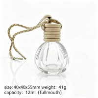Diffuseur de parfum pour voiture en forme de citrouille de 10 ml, flacon vide en verre transparent à suspendre avec bouchon en bois pour désodorisant automobile