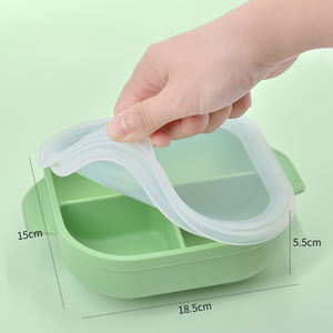ชามซิลิโคนสำหรับเด็ก 3 ช่อง น่ารัก ใช้งานในครัวเรือน ปลอดภัยสำหรับอาหาร เหมาะสำหรับป้อนอาหารและให้นมเด็กวัยหัดเดิน ผลิตภัณฑ์สำหรับเด็ก - Product Image 4