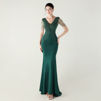 Satin # gaun malam Satin manik-manik 3d 3d korset tulang ikan gaun malam wanita gemuk ukuran besar gaun ukuran Super