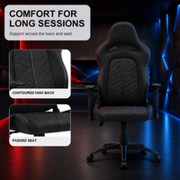 Chaise de bureau de course pivotante à 180 degrés, en cuir PU multicouche, avec support lombaire intégré, hauteur réglable extensible