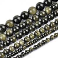 Vente en gros de pierres semi-précieuses naturelles les plus vendues, sphères d'obsidienne dorée de 4 à 12 mm, quantité en vrac