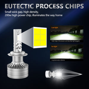 Miaodisheng 200watt 6000K bombillos blanc naturel led h4 système d'éclairage automatique haute puissance 24000Lm h7 led phare avec ventilateur - Product Image 6