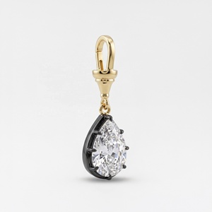 Pendentif goutte en argent sterling 925 avec zircone cubique taille poire, monture plaquée or 18 carats et finition couleur bronze. - Product Image 3