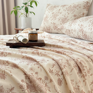 Parure <span class=keywords><strong>de</strong></span> lit en coton et <span class=keywords><strong>lin</strong></span> imprimé à motif végétal, taille Queen, douce, respirante, écologique, fournisseur OEM ODM - Product Image 2