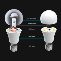Bombillas LED personalizadas 12V 24V 120V 220V DC aluminio plástico 5W 7W 9W 12 vatios sensor de movimiento E27 bombilla led