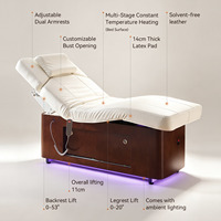 Lit de beauté électrique moderne extra large et long à 4 moteurs avec coussin chauffant en latex, lumière ambiante violette, base en contreplaqué, pour salon, soins du visage, salon de beauté