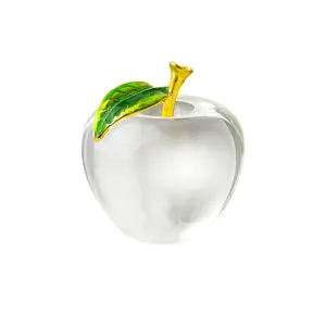 HDW cheap Wholesale k9 crystal clear apples custom sandblated carving Crystal apples For wedding decorative souvenir gifts