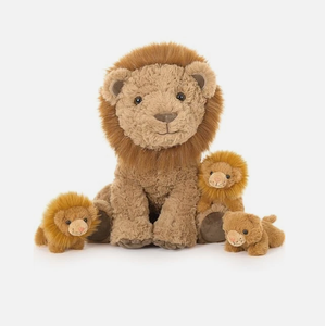 MorisMos Set di animali di peluche leone madre 3 leoni con cerniera posteriore animale selvatico giocattolo per bambini ragazzi ragazze per PP maglia di cotone - Product Image 2