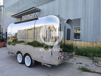 Camion de restauration mobile en acier inoxydable, entièrement équipé, avec design de toit carré, pour crêpes et hot-dogs