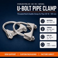 Collier de serrage pour silencieux en acier inoxydable de haute qualité 304 A2-70, filetage M6-M10, diamètre extérieur du tuyau 16-100mm, en stock, fabriqué en usine