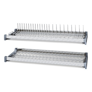 ชั้นวางจานสแตนเลส 304 แบบสองชั้น ยี่ห้อ Left Steel สำหรับตู้เก็บของแบบดึงออกได้ ชั้นวางจานติดผนังสำหรับห้องครัวทันสมัย - Product Image 2