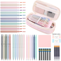 Ensemble combiné de stylos gel, surligneurs et pochettes à crayons en plastique grande capacité, couleurs macaron, pour journalisation, étudiants et peinture