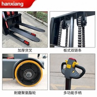 Chariot élévateur à palettes électrique 4x4 à batterie lithium, capacité 1 tonne, levée 3 mètres, pneus polyuréthane, déplaceur latéral hydraulique - Vente chaude