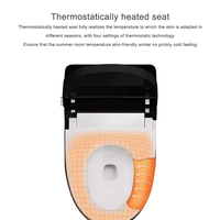 WC intelligent automatique avec bidet intégré, chasse d'eau, siège chauffant thermostatique, télécommande, design moderne noir monobloc, siphon en S