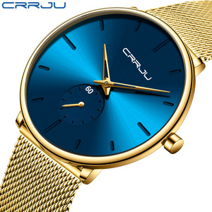 New CRRJU 2150 Fashion Gold Men Watch Top Luxury New minimalista <span class=keywords><strong>orologio</strong></span> al quarzo ultrasottile <span class=keywords><strong>orologio</strong></span> impermeabile Relogio Masculino - Product Image 2