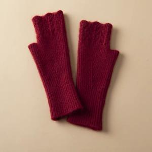 Femmes Dames Hiver Fluffy Rouge <span class=keywords><strong>Noir</strong></span> Tricoté Côtelé Sans Doigts 100% Laine Merino <span class=keywords><strong>Cachemire</strong></span> Gants Mitaines Chaudes Extérieur Mitaines - Product Image 6