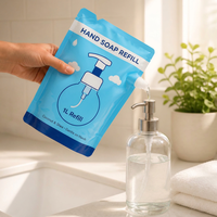 Pochette de recharge de savon liquide 1L imprimée sur mesure, emballage souple en plastique pour distributeur