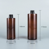 Bouteille en plastique PET transparente, blanche ou marron, à épaule plate, de 250 ml ou 350 ml, pour lotion ou toner, avec bouchon à vis en aluminium noir, or ou argent