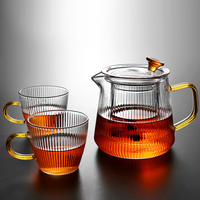 Théière en verre résistante à la chaleur et écologique avec infuseur, design moderne pour la maison, le restaurant, le bureau – Ensemble parfait pour le café et le thé