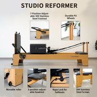 Reformer Pilates en bois de hêtre pour exercices de yoga, de mise en forme et de musculation