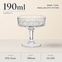 Bol à dessert 108mm 104mm en verre transparent, orné d'un emblème perlé en relief, avec logo personnalisé, pour pudding, mousse, trifle, crème anglaise, gelée