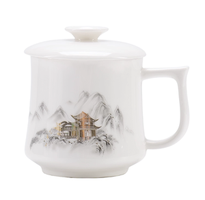 Blanc <span class=keywords><strong>De</strong></span> Chine Tasse en porcelaine Tasse en céramique avec couvercle pour la maison et les cadeaux Gravure personnalisée disponible - Product Image 5