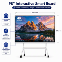 Tableaux interactifs intelligents pour salles de classe JH-98 98 pouces avec écran tactile multipoint USB pour l'éducation intelligente et les conférences