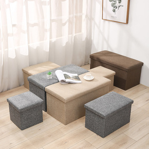 Banc de rangement pliable robuste en gros, tabouret à chaussures minimaliste en lin et boîte de rangement pour la maison en vrac - Product Image 1