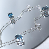 Elegante rodio plateado plata 925 joyería natural Topacio Azul suizo/Collar de Topacio Azul Londres para mujer collares de joyería fina