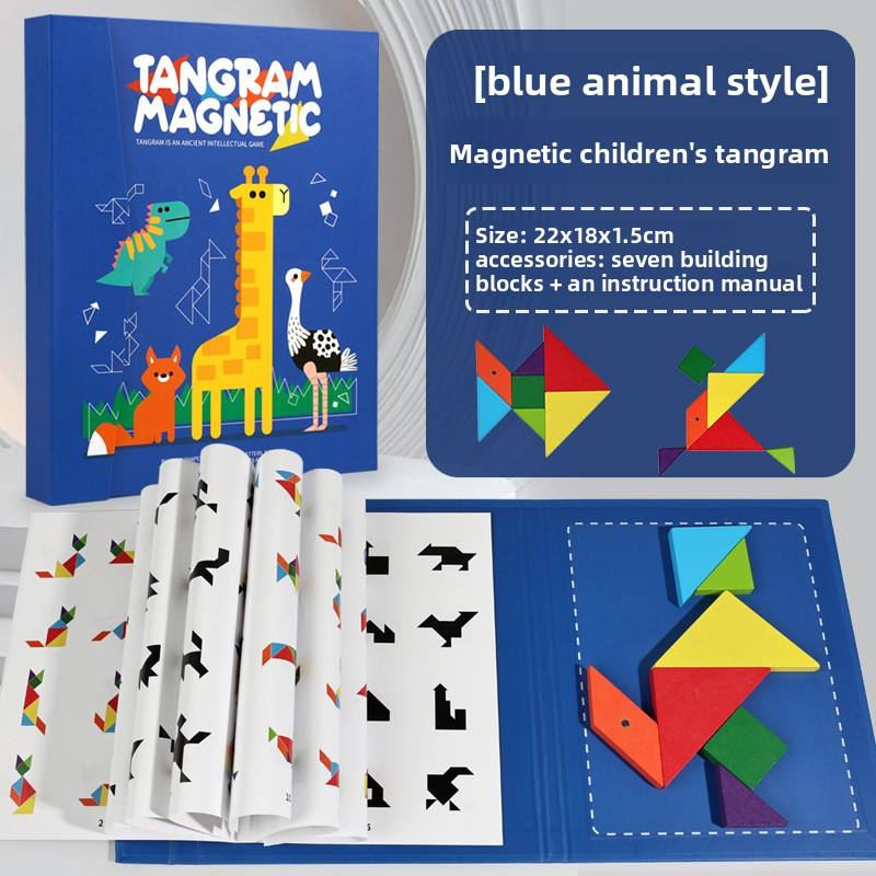 [Paquet 21] bleu animal magnétique tangram + en bois
