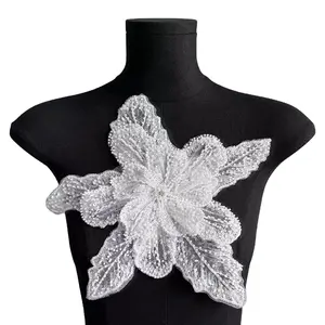 SHANGJIN Mode tissu fleur embellissements pour robes luxe 3d tissu fleurs pour dames vêtements