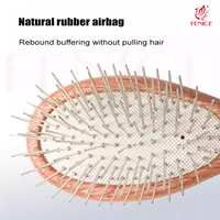 Brosse de toilettage pour animaux de compagnie en bois de haute qualité Fenice, peigne à coussin d'air avec aiguilles en acier inoxydable pour le nettoyage des poils de chiens et de chats