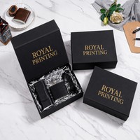 Boîte cadeau en papier noir personnalisée, boîte d'emballage rigide, impression de logo en feuille d'or pour emballage de vente au détail haut de gamme