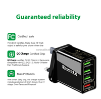 Chargeur mural multi-ports QC3.0 à charge rapide avec 4 ports USB et prises EU/US/UK pour appareils photo et écouteurs 14/13/12, ignifuge