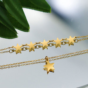 Collar con colgante de estrella chapado en oro de 14k y 18k de acero inoxidable 316L al por mayor para mujer - Product Image 3