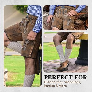 Lederhosen sur mesure pour homme en cuir véritable, shorts au-dessus du genou, tenue bavaroise pour l'Oktoberfest - Product Image 5