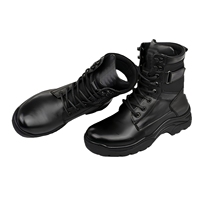 Bottes de randonnée tactiques en cuir pleine fleur noir pour hommes, usage professionnel et d'aventure en plein air, OEM ODM personnalisé, ISO CE