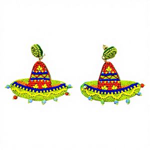 Boucles d'oreilles tendance style ethnique en perles dorées pour fiançailles, mariages, fêtes - Plaqué argent, haute qualité, vente en gros pour femmes - Product Image 1