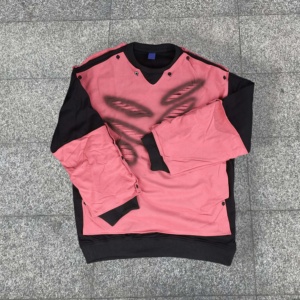 Sweat à capuche surdimensionné pour homme en tissu éponge imprimé à l'écran avec motif de lettres bicolores personnalisé, double couche, délavé à l'acide, automne - Product Image 4