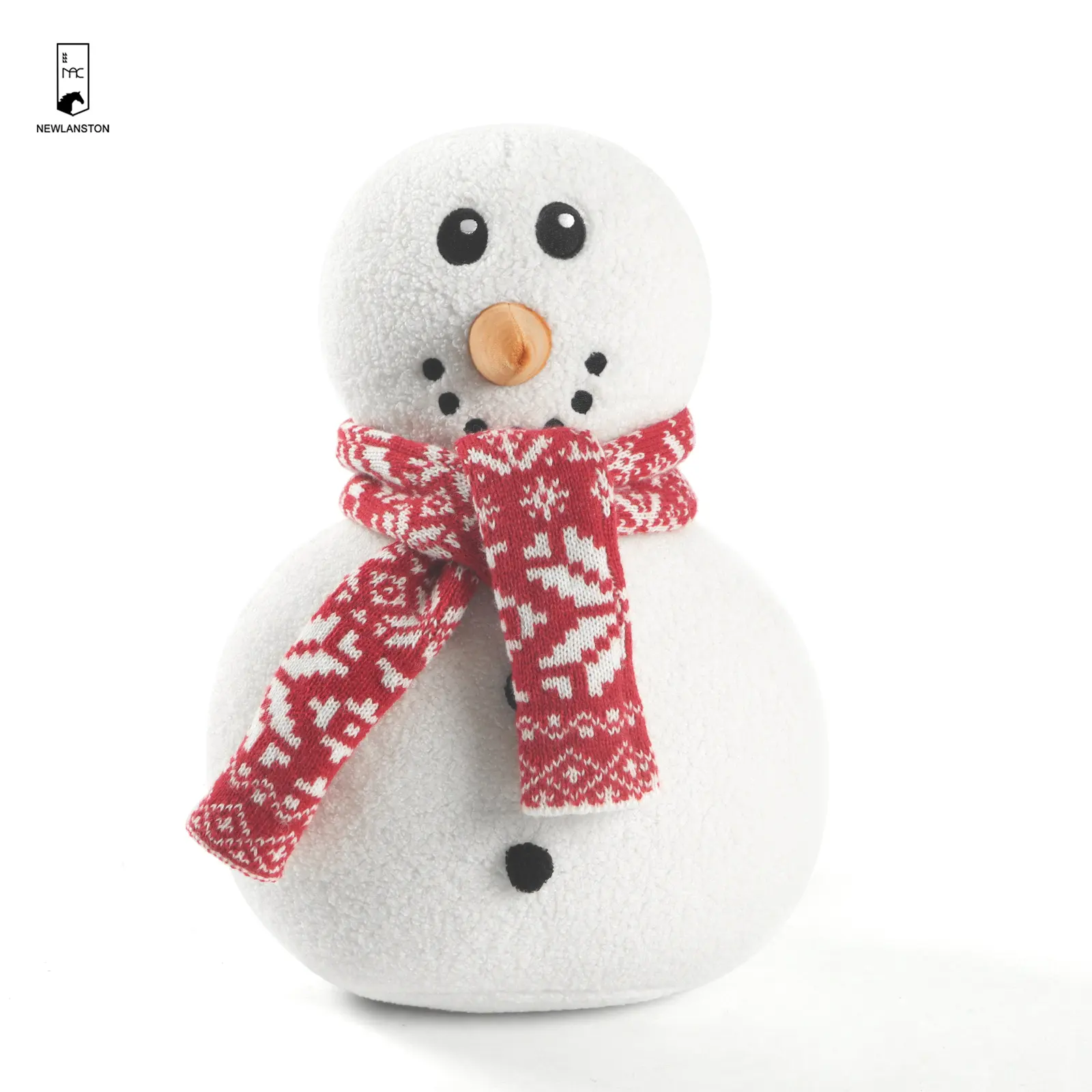 Decoração de Natal e feriados boneco de neve branco com lenço almofada de pelúcia ultra macia para sofá doméstico