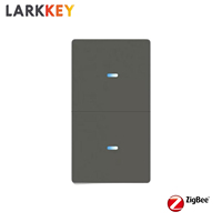 Interrupteur mural intelligent Tuya Larkkey Smart Life ZigBee 2 gangs, interrupteur simple, panneau tactile PC ignifuge, 10A 240V, norme américaine