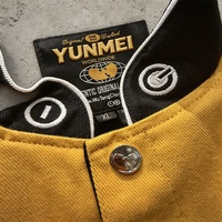 Blouson universitaire de course noir et jaune, style streetwear, broderie personnalisée, blouson bomber style course, fabricant OEM ODM