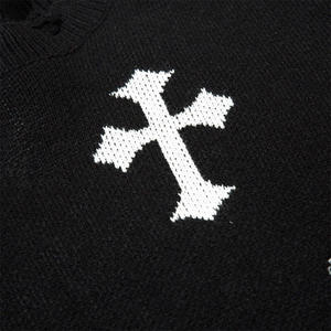 Áo len nam dáng rộng, kiểu dáng tua rua, chất liệu jacquard, họa tiết đan chéo, phong cách đường phố, thích hợp cho mùa đông - Product Image 3