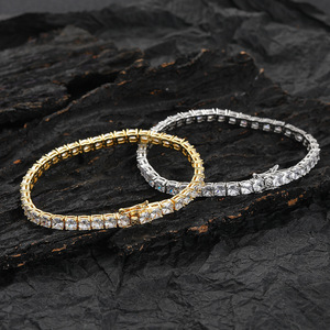 4Mm * 4mm Tennis <b>Bracelet</b>, <b>Copper</b> Micro-inlaid Zircon Single-row Chain Hip-hop Couple <b>Bracelet</b>. Tanjing Fashion Lijing Necklace - Product Image 2