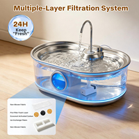Fontaine à eau pour animaux de compagnie AFP Extra Large Capacity 13L, réservoir en acier inoxydable 304, robinet à eau courante, pour chiens et chats